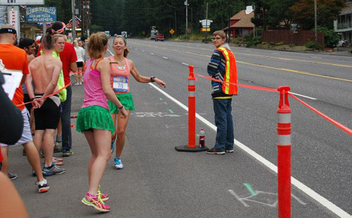 Kara handing off to me during our first leg.