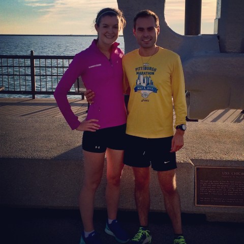 Striking a pose at the end of the Navy Pier. 